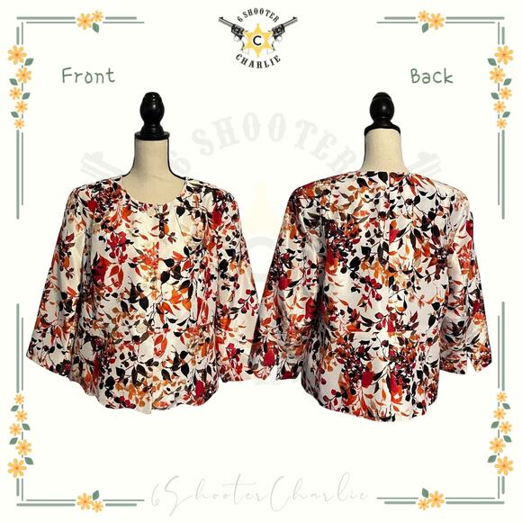 Isabella Suits Womans Blazer Jacket Size 18 Ivory Floral Print Pleated 4 Button - Picture 1 of 7